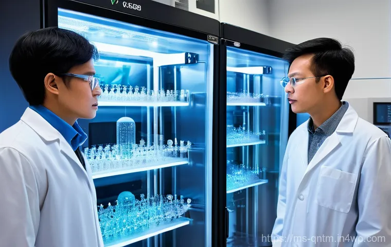 양자 컴퓨터의 전력 효율성 연구 - **Prompt:** "A highly realistic and detailed depiction of a cutting-edge quantum computing laborator...