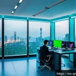 양자 컴퓨팅의 트렌드와 미래 전망 - A futuristic Malaysian quantum computing laboratory interior, showcasing advanced superconducting qu...