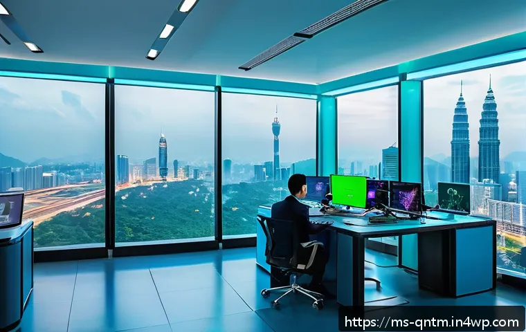 양자 컴퓨팅의 트렌드와 미래 전망 - A futuristic Malaysian quantum computing laboratory interior, showcasing advanced superconducting qu...